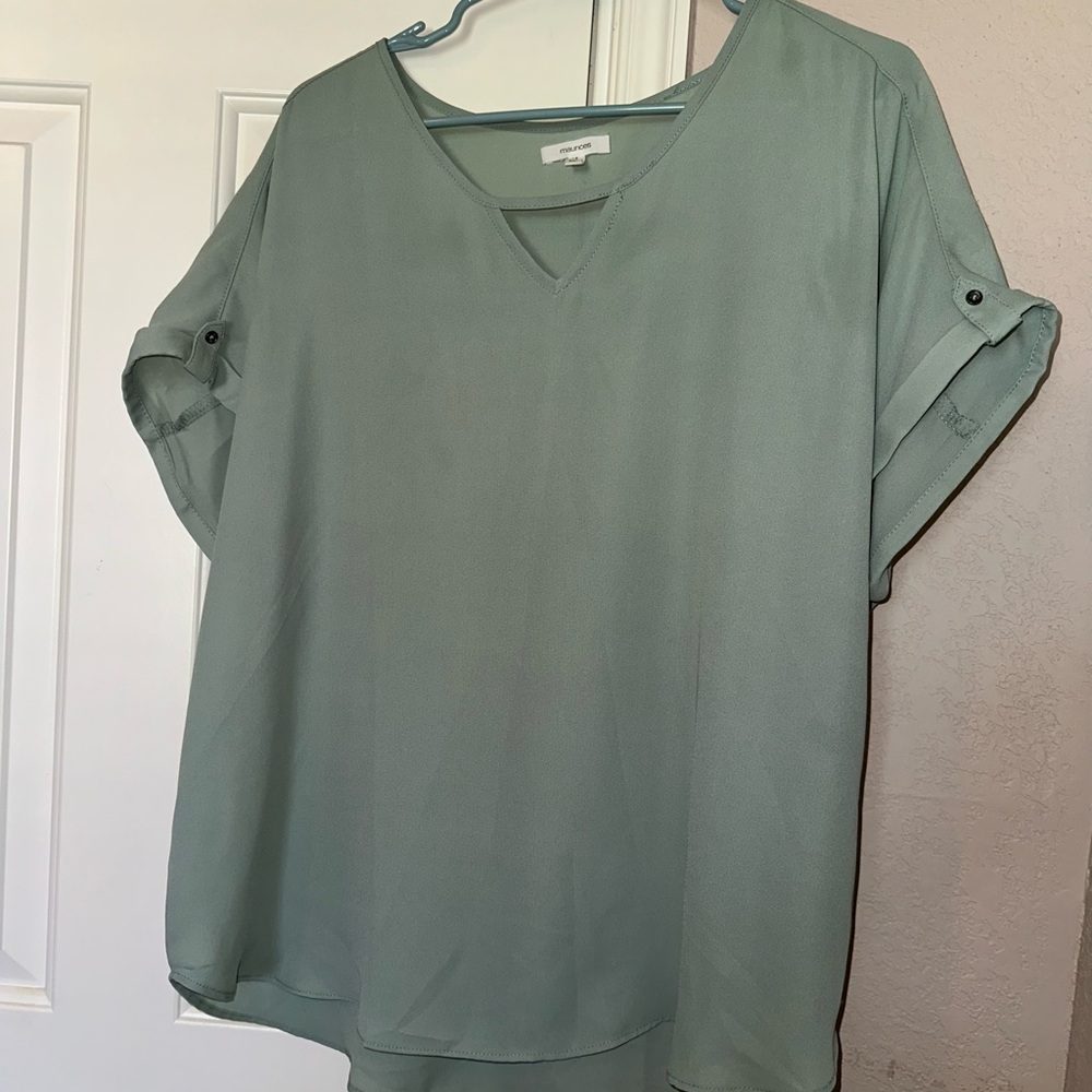 Maurices Light Green V-Neck Blouse